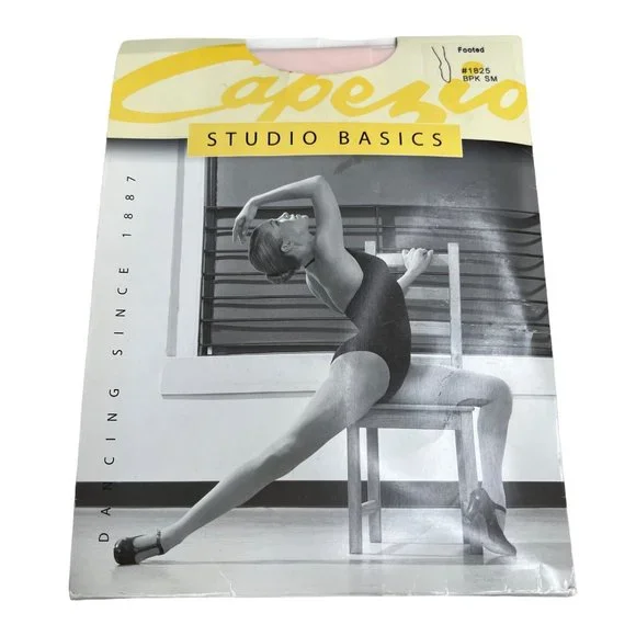 Capezio Studio Basics Ballet Pink Tights Small Adult Footed Semi Opaque 1825 - Picture 1 of 6